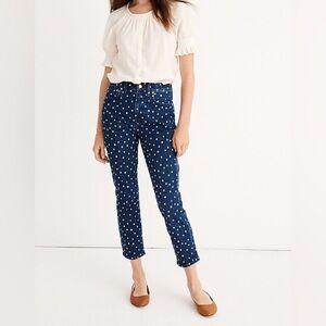 Madewell Women's High-Rise Slim Crop Boyjean Bleached Polka Dot 27